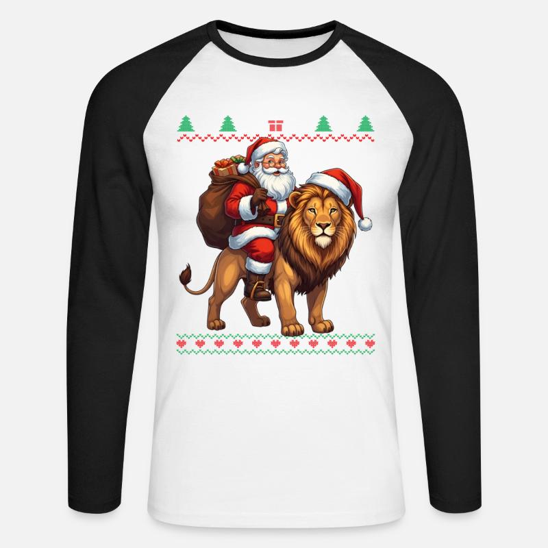 Fun Ugly Santa Weihnachtspullover - Unisex Baseballshirt langarm - Weiß/Schwarz