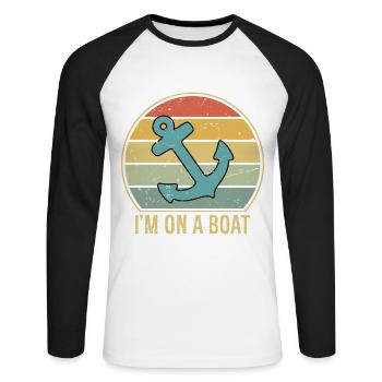I'm On A Boat - Unisex Baseballshirt langarm - Weiß/Schwarz - Vorne - Nik (191cm)