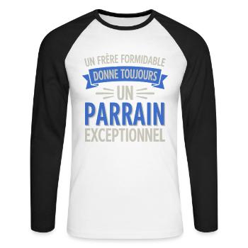 Ein großartiger Bruder, ein außergewöhnlicher Pate - Unisex Baseballshirt langarm - Weiß/Schwarz - Vorne - Nik (191cm)