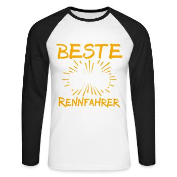 Rennfahrer Geschenkidee - Unisex Baseballshirt langarm - Weiß/Schwarz - Vorne - Nik (191cm)
