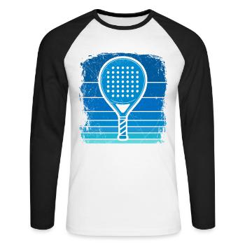 PADEL LIEBHABER Padel Hobby Padel Sport Lustig - Unisex Baseballshirt langarm - Weiß/Schwarz - Vorne - Nik (191cm)