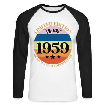 1959 Vintage Birthday Gift 59 Birthday - Unisex Long Sleeve Baseball T-Shirt - white/black - Front - Nik (191cm)