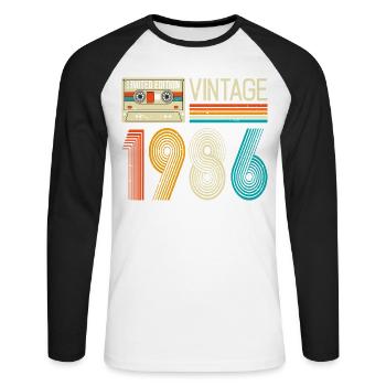 Vintage 1986 Limited Edition, 40. Geburtstagsgeschenke - Unisex Baseballshirt langarm - Weiß/Schwarz - Vorne - Nik (191cm)
