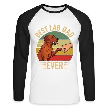 Meilleur père de labrador de tous les temps – Foxred Labrador Design - T-shirt baseball manches longues Homme - blanc/noir - Devant - Nik (191cm)