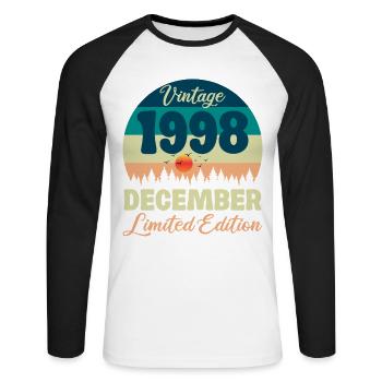 Anniversaire Décembre 1998 Cadeau D'anniversaire  - T-shirt baseball manches longues Homme - blanc/noir - Devant - Nik (191cm)