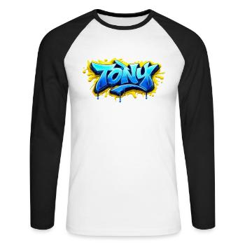 GRAFFITI NAME TONY FOR PERFECT GIFT PRINTABLE - Unisex Long Sleeve Baseball T-Shirt - white/black - Front - Nik (191cm)