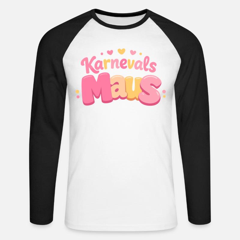 Karnevalsmaus Kölsche Mädsche – Karneval Köln - Unisex Baseballshirt langarm - Weiß/Schwarz