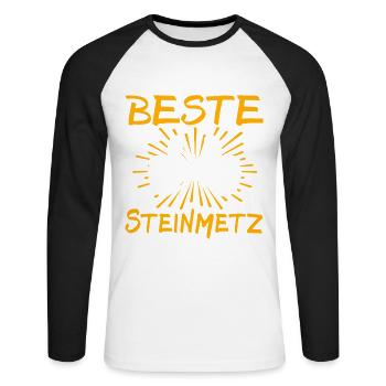 Stonemason Gift Idea - Unisex Long Sleeve Baseball T-Shirt - white/black - Front - Nik (191cm)
