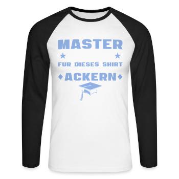 Examen de master réussi, Master 2026 - T-shirt baseball manches longues Homme - blanc/noir - Devant - Nik (191cm)