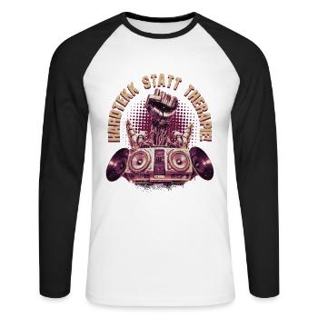 Hardtekk Tekke East Germany - Unisex Long Sleeve Baseball T-Shirt - white/black - Front - Nik (191cm)
