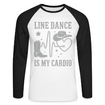 Line Dance Cardio Cowboy - Unisex Long Sleeve Baseball T-Shirt - white/black - Front - Nik (191cm)