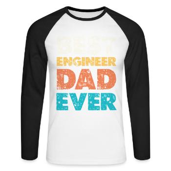 Bloc de couleurs du meilleur père de tous les temps - T-shirt baseball manches longues Homme - blanc/noir - Devant - Nik (191cm)