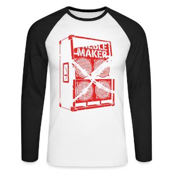 Treble Maker Musique Jeu de mots Techno Rave - T-shirt baseball manches longues Homme - blanc/noir - Devant - Nik (191cm)