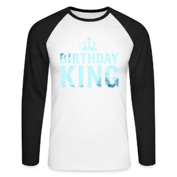 Birthday King Krone Herren Geburtstag Outfit - Unisex Baseballshirt langarm - Weiß/Schwarz - Vorne - Nik (191cm)