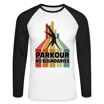 Parkour No Boundaries - Unisex Long Sleeve Baseball T-Shirt - white/black - Front - Nik (191cm)