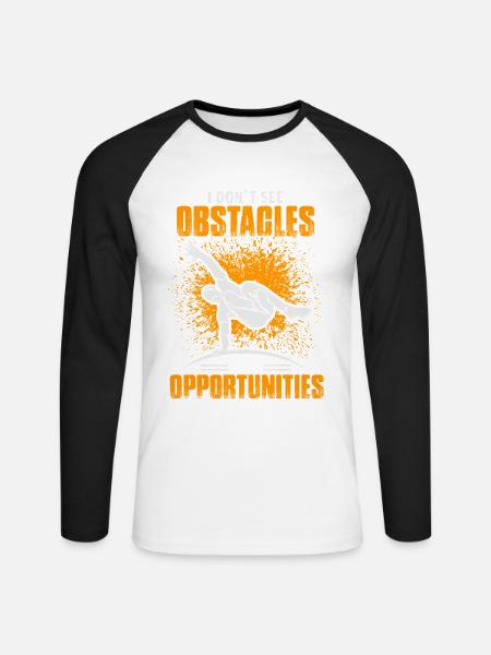 Parkour Jeg ser ikke forhindringer Jeg ser muligheder - Langærmet herre-baseballshirt - hvid/sort