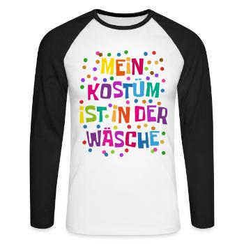 Shrovetide - Carnaval - Remplacement de costume - Expression - T-shirt baseball manches longues Homme - blanc/noir - Devant - Nik (191cm)