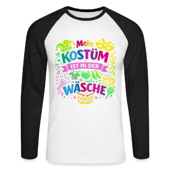 Shrovetide - Carnaval - Remplacement de costume - Expression - T-shirt baseball manches longues Homme - blanc/noir - Devant - Nik (191cm)