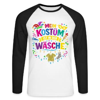 Shrovetide - Carnaval - Remplacement de costume - Expression - T-shirt baseball manches longues Homme - blanc/noir - Devant - Nik (191cm)