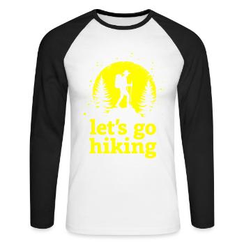 Let's go hiking mountaineer hiker silhouette - Unisex Long Sleeve Baseball T-Shirt - white/black - Front - Nik (191cm)