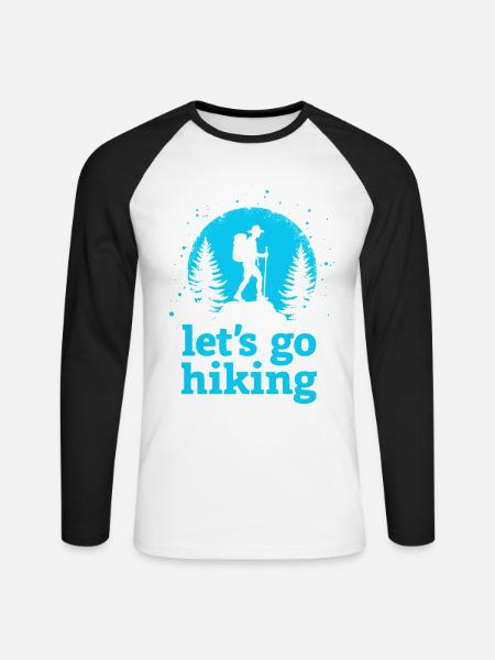 Let's go hiking mountaineer hiker silhouette - Unisex Long Sleeve Baseball T-Shirt - white/black