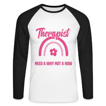 Rec Therapy Must Haves RT Month Freizeit - Unisex Baseballshirt langarm - Weiß/Schwarz - Vorne - Nik (191cm)