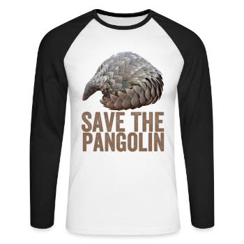 Save The Pangolin - Unisex Long Sleeve Baseball T-Shirt - white/black - Front - Nik (191cm)