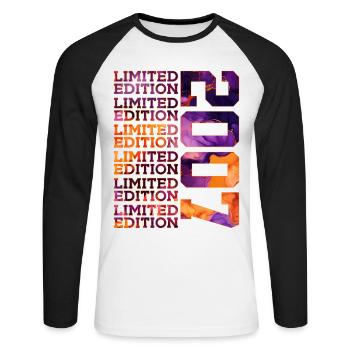 19E ANNIVERSAIRE ÉDITION LIMITÉE 2007 - T-shirt baseball manches longues Homme - blanc/noir - Devant - Nik (191cm)