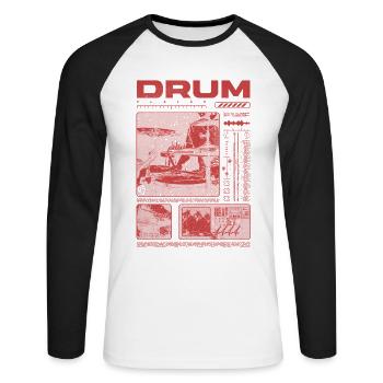 Batteur rock Drumplayer Streetwear - T-shirt baseball manches longues Homme - blanc/noir - Devant - Nik (191cm)