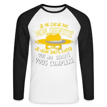 Beauté cachée - T-shirt baseball manches longues Homme - blanc/noir - Devant - Nik (191cm)