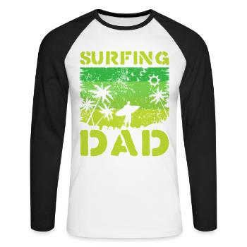 Surfen Dad Retro Grün - Unisex Baseballshirt langarm - Weiß/Schwarz - Vorne - Nik (191cm)