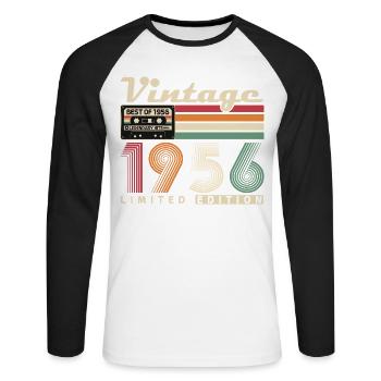 Original 1956 Vintage Vintage Anniversaire Rétro - T-shirt baseball manches longues Homme - blanc/noir - Devant - Nik (191cm)