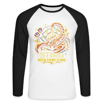 Fléchettes | Pique à chaque aventure - Skorpion - T-shirt baseball manches longues Homme - blanc/noir - Devant - Nik (191cm)
