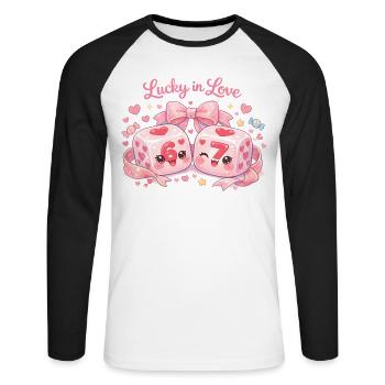 Valentinstag Würfel 67 Six Seven Meme Lustig - Unisex Baseballshirt langarm - Weiß/Schwarz - Vorne - Nik (191cm)