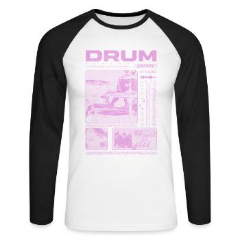 Batteur rock Drumplayer Streetwear - T-shirt baseball manches longues Homme - blanc/noir - Devant - Nik (191cm)