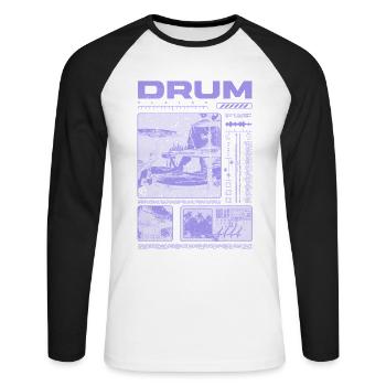 Batteur rock Drumplayer Streetwear - T-shirt baseball manches longues Homme - blanc/noir - Devant - Nik (191cm)