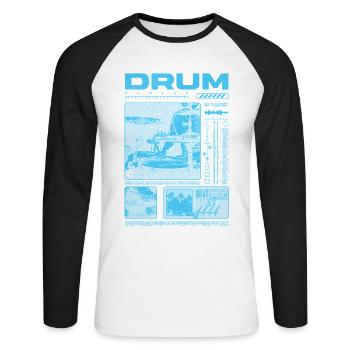 Batteur rock Drumplayer Streetwear - T-shirt baseball manches longues Homme - blanc/noir - Devant - Nik (191cm)