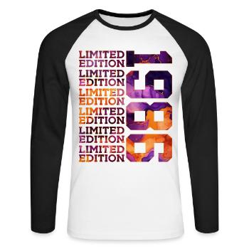 40E ANNIVERSAIRE ÉDITION LIMITÉE 1986 - T-shirt baseball manches longues Homme - blanc/noir - Devant - Nik (191cm)