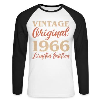 Vintage Original 1966 Limited Edition Anniversaire - T-shirt baseball manches longues Homme - blanc/noir - Devant - Nik (191cm)