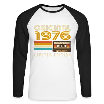 Original 1976 Vintage Vintage Anniversaire Rétro - T-shirt baseball manches longues Homme - blanc/noir - Devant - Nik (191cm)