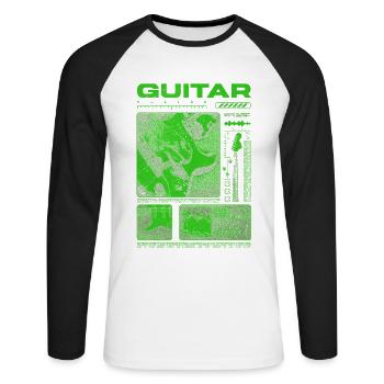 Guitar Player Rock Guitarist Streetwear Musician - Unisex Long Sleeve Baseball T-Shirt - white/black - Front - Nik (191cm)