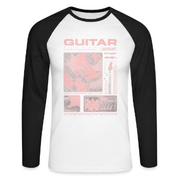 Guitariste Guitariste Rock Musicien streetwear - T-shirt baseball manches longues Homme - blanc/noir - Devant - Nik (191cm)