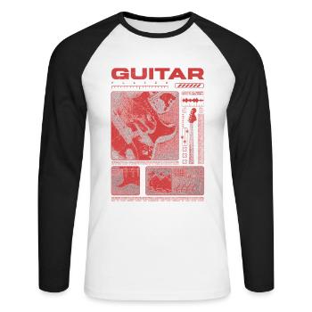 Guitar Player Rock Guitarist Streetwear Musician - Unisex Long Sleeve Baseball T-Shirt - white/black - Front - Nik (191cm)