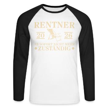 Retraite 2026 Retraite Non responsable - T-shirt baseball manches longues Homme - blanc/noir - Devant - Nik (191cm)