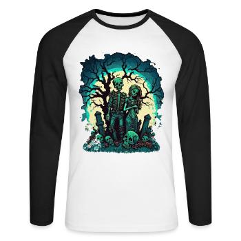 Valentine Zombie Love - Unisex Long Sleeve Baseball T-Shirt - white/black - Front - Nik (191cm)