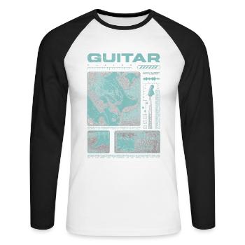 Guitar Player Rock Guitarist Streetwear Musician - Unisex Long Sleeve Baseball T-Shirt - white/black - Front - Nik (191cm)