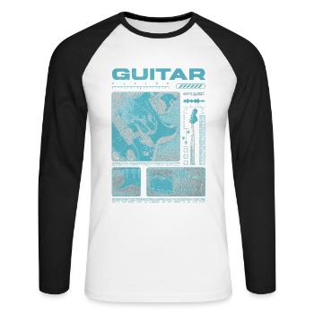 Guitar Player Rock Guitarist Streetwear Musician - Unisex Long Sleeve Baseball T-Shirt - white/black - Front - Nik (191cm)