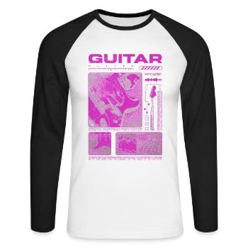 Guitariste Guitariste Rock Musicien streetwear - T-shirt baseball manches longues Homme - blanc/noir - Devant - Nik (191cm)