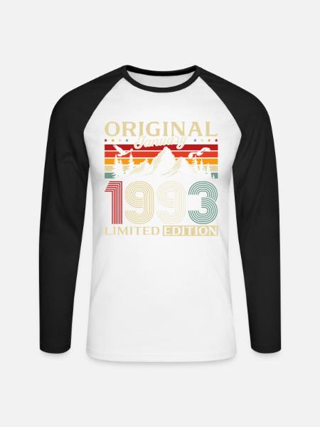 33rd Birthday Original January 1993 - Unisex Long Sleeve Baseball T-Shirt - white/black