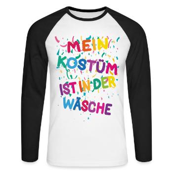 Carnival Carnival My costume is in the laundry - Unisex Long Sleeve Baseball T-Shirt - white/black - Front - Nik (191cm)